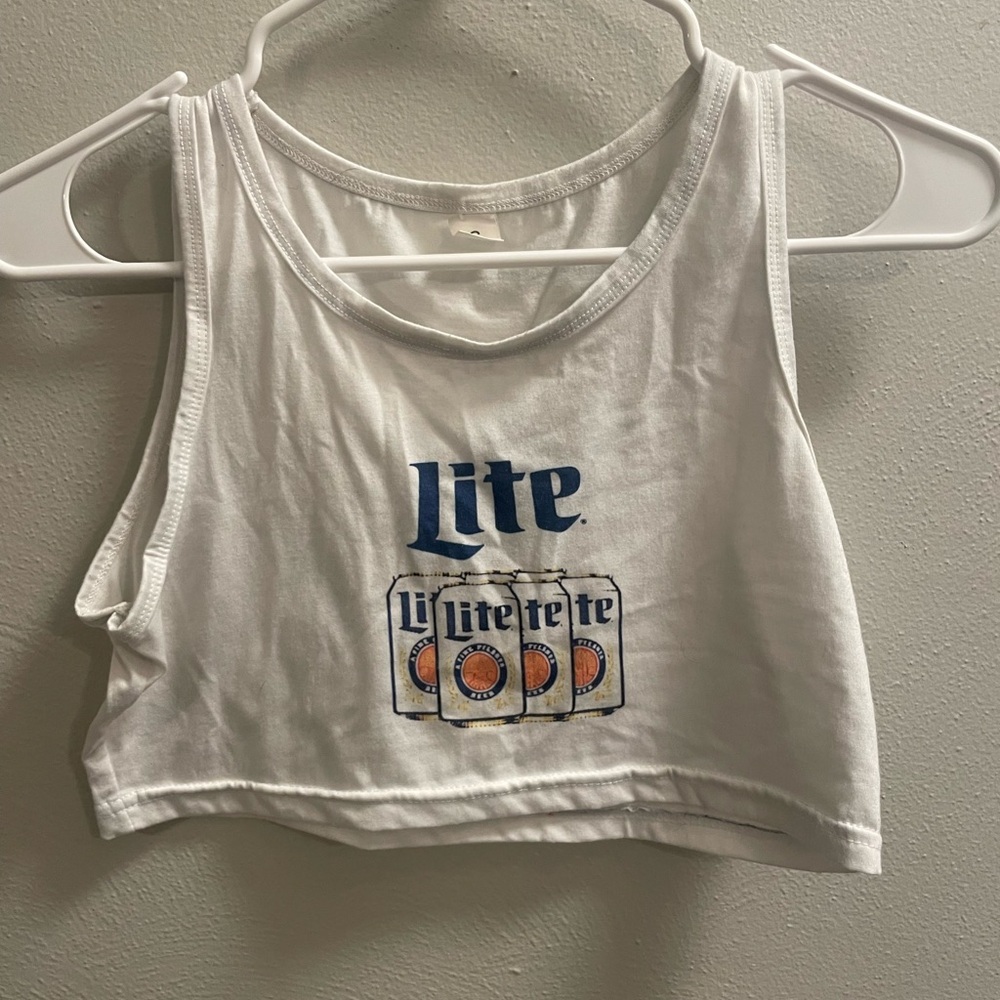 small white Miller Lite tank